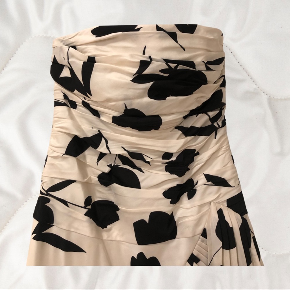 White House black market high low ruffle strapless flower dress - Picture 3 of 4